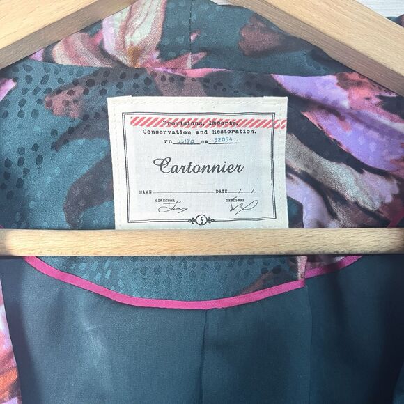 Anthropologie Cartonnier Rihan Floral Print Blazer Jacket Sz 6 Coat Silky Career - Picture 2 of 7